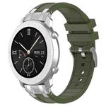 For Amazfit Pop Quick Release Silver Buckle 20mm Royal Silicone Watch Band(Olive Green)