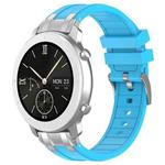 For Amazfit Pop Quick Release Silver Buckle 20mm Royal Silicone Watch Band(Sky Blue)