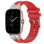 For Amazfit GTS 2 Quick Release Silver Buckle 20mm Royal Silicone Watch Band(Red)