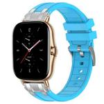 For Amazfit GTS 2 Quick Release Silver Buckle 20mm Royal Silicone Watch Band(Sky Blue)