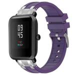 For Amazfit Bip S Quick Release Silver Buckle 20mm Royal Silicone Watch Band(Purple)