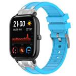 For Amazfit GTS Quick Release Silver Buckle 20mm Royal Silicone Watch Band(Sky Blue)