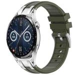 For Huawei Watch GT3 42mm 20mm Quick Release Silver Buckle Royal Silicone Watch Band(Olive Green)