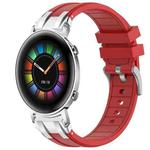 For Huawei Watch GT2 42mm 20mm Quick Release Silver Buckle Royal Silicone Watch Band(Red)