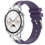 For Huawei Watch GT4 46mm 22mm Quick Release Silver Buckle Royal Silicone Watch Band(Purple)