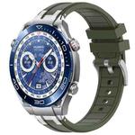 For Huawei Watch Ultimate 22mm Quick Release Silver Buckle Royal Silicone Watch Band(Olive Green)