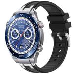 For Huawei Watch Ultimate 22mm Quick Release Silver Buckle Royal Silicone Watch Band(Black)