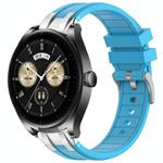 For Huawei Watch Buds 22mm Quick Release Silver Buckle Royal Silicone Watch Band(Sky Blue)