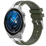 For Huawei Watch GT3 Pro 46mm 22mm Quick Release Silver Buckle Royal Silicone Watch Band(Olive Green)