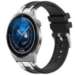 For Huawei Watch GT3 Pro 46mm 22mm Quick Release Silver Buckle Royal Silicone Watch Band(Black)