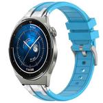 For Huawei Watch GT3 Pro 46mm 22mm Quick Release Silver Buckle Royal Silicone Watch Band(Sky Blue)