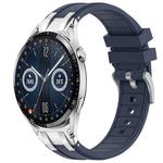 For Huawei Watch GT3 46mm 22mm Quick Release Silver Buckle Royal Silicone Watch Band(Navy Blue)