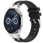 For Huawei Watch GT3 46mm 22mm Quick Release Silver Buckle Royal Silicone Watch Band(Black)