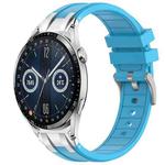 For Huawei Watch GT3 46mm 22mm Quick Release Silver Buckle Royal Silicone Watch Band(Sky Blue)