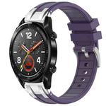 For Huawei Watch GT 22mm Quick Release Silver Buckle Royal Silicone Watch Band(Purple)