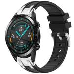 For Huawei Watch GT2 46mm 22mm Quick Release Silver Buckle Royal Silicone Watch Band(Black)