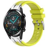 For Huawei Watch GT2 46mm 22mm Quick Release Silver Buckle Royal Silicone Watch Band(Vital Yellow)