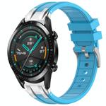 For Huawei Watch GT2 46mm 22mm Quick Release Silver Buckle Royal Silicone Watch Band(Sky Blue)