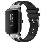 For Amazfit Watch Bip 5 22mm Quick Release Silver Buckle Royal Silicone Watch Band(Black)