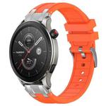 For Amazfit Watch GTR 4 22mm Quick Release Silver Buckle Royal Silicone Watch Band(Orange)