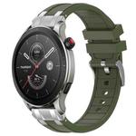 For Amazfit Watch GTR 4 22mm Quick Release Silver Buckle Royal Silicone Watch Band(Olive Green)