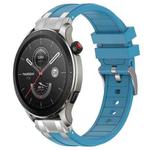For Amazfit Watch GTR 4 22mm Quick Release Silver Buckle Royal Silicone Watch Band(Sea Blue)