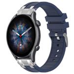 For Amazfit Watch GTR 3 pro 22mm Quick Release Silver Buckle Royal Silicone Watch Band(Navy Blue)