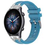 For Amazfit Watch GTR 3 pro 22mm Quick Release Silver Buckle Royal Silicone Watch Band(Sea Blue)