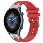 For Amazfit Watch GTR 3 pro 22mm Quick Release Silver Buckle Royal Silicone Watch Band(Red)