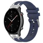 For Amazfit Watch GTR 2e 22mm Quick Release Silver Buckle Royal Silicone Watch Band(Navy Blue)