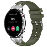 For Amazfit Watch GTR 2 22mm Quick Release Silver Buckle Royal Silicone Watch Band(Olive Green)