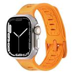 For Apple Watch Series 9 45mm Leather Skin Silicone Watch Band(Orange)