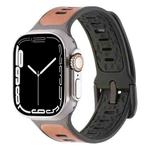 For Apple Watch Series 9 45mm Leather Skin Silicone Watch Band(Brown)