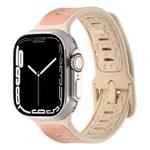 For Apple Watch Series 8 45mm Leather Skin Silicone Watch Band(Pink)