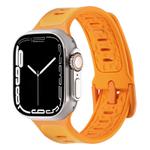 For Apple Watch Series 7 45mm Leather Skin Silicone Watch Band(Orange)