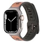 For Apple Watch Series 7 45mm Leather Skin Silicone Watch Band(Brown)