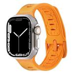 For Apple Watch Series 6 44mm Leather Skin Silicone Watch Band(Orange)