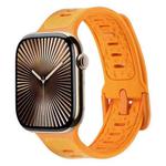 For Apple Watch Series 10 46mm Leather Skin Silicone Watch Band(Orange)