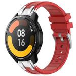 For Xiaomi Watch S1 Active 22mm Quick Release Silver Buckle Royal Silicone Watch Band(Red)