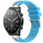 For Xiaomi Watch S1 22mm Quick Release Silver Buckle Royal Silicone Watch Band(Sky Blue)