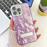 For iPhone 16 Pro Plating Glitter Texture Fold Holder TPU Phone Case with Lens Film(Purple Wrinkles)