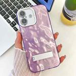 For iPhone 16 Plus Plating Glitter Texture Fold Holder TPU Phone Case with Lens Film(Purple Wrinkles)