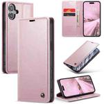 For iPhone 16 CaseMe 003 Crazy Horse Texture Flip Leather Phone Case(Pink)