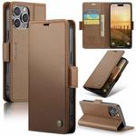 For iPhone 16 Pro Max CaseMe 023 Butterfly Buckle Litchi Texture RFID Anti-theft Leather Phone Case(Brown)