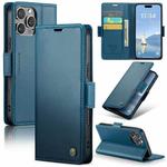 For iPhone 16 Pro CaseMe 023 Butterfly Buckle Litchi Texture RFID Anti-theft Leather Phone Case(Blue)