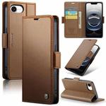 For iPhone 16e CaseMe 023 Butterfly Buckle Litchi Texture RFID Anti-theft Leather Phone Case(Brown)