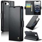 For iPhone 16e CaseMe 023 Butterfly Buckle Litchi Texture RFID Anti-theft Leather Phone Case(Black)