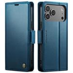 For iPhone 17 Pro Max CaseMe 023 Butterfly Buckle Litchi Texture RFID Anti-theft Leather Phone Case(Blue)