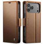 For iPhone 17 Pro Max CaseMe 023 Butterfly Buckle Litchi Texture RFID Anti-theft Leather Phone Case(Brown)