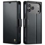 For iPhone 17 Pro Max CaseMe 023 Butterfly Buckle Litchi Texture RFID Anti-theft Leather Phone Case(Black)